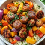 10 Minute Air Fryer Chicken Sausage and Veggies