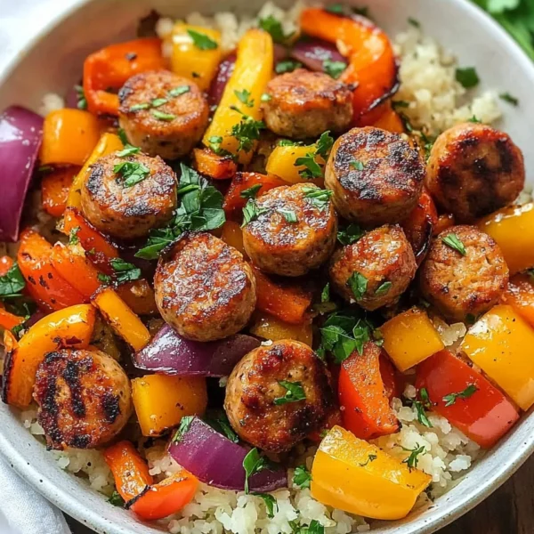 10 Minute Air Fryer Chicken Sausage and Veggies