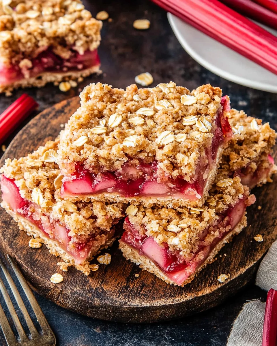 Amish Oatmeal Rhubarb Bars (with crumb topping)