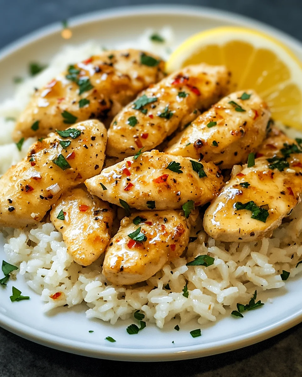 Chicken Scampi with Garlic Parmesan Rice