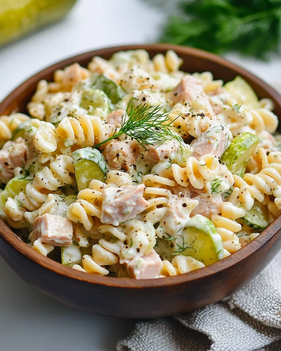 Dill Pickle Tuna Pasta Salad
