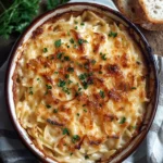 French Onion Chicken Orzo Casserole