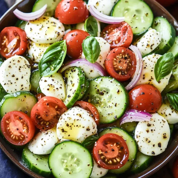 Fresh Cucumber Caprese Salad