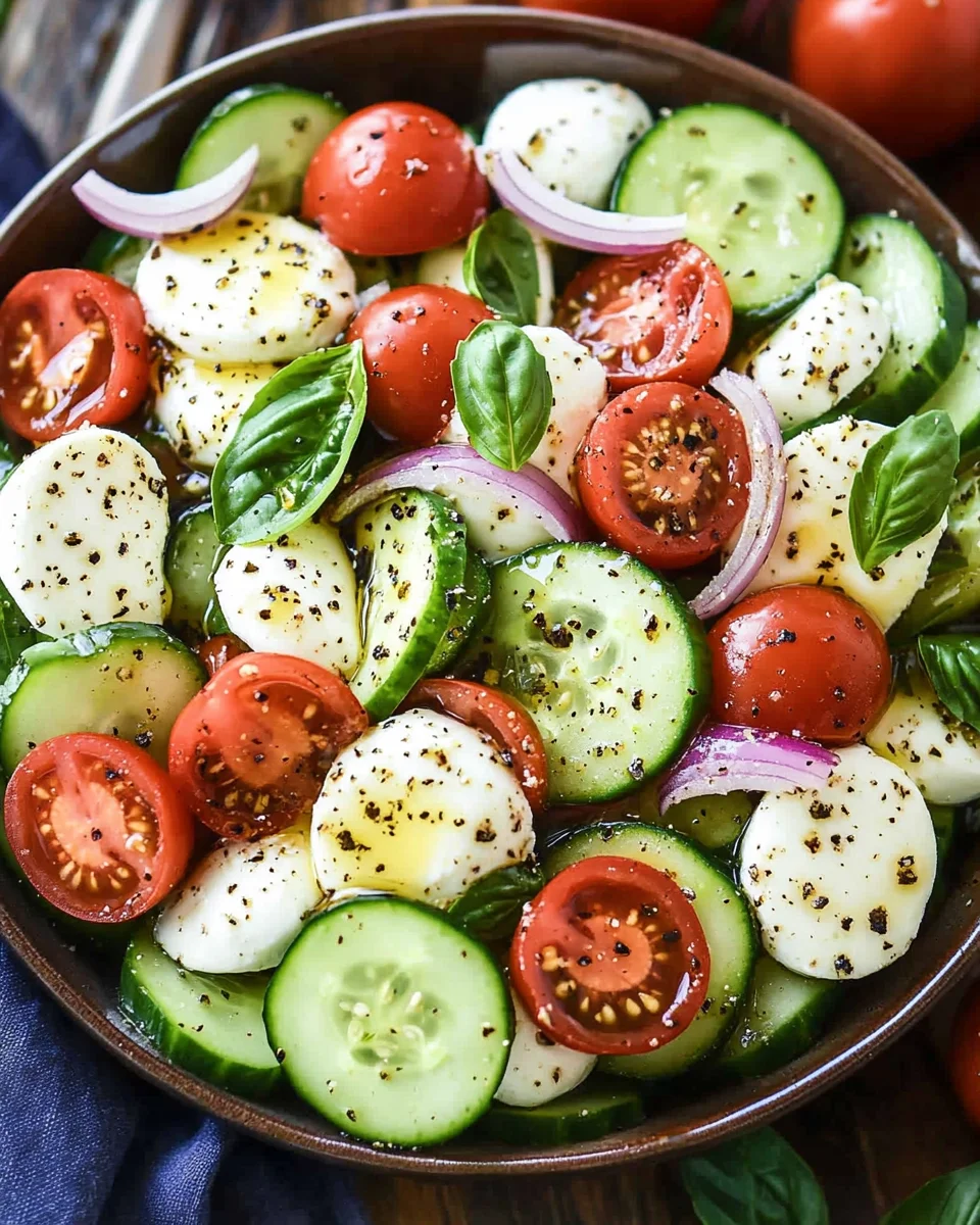 Fresh Cucumber Caprese Salad