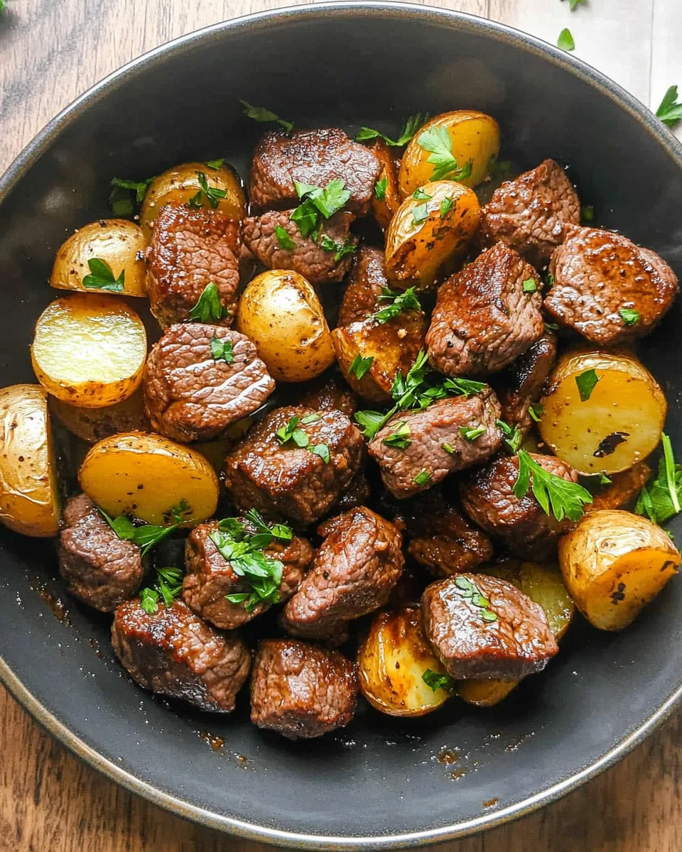 Garlic Butter Beef Bites with Potatoes