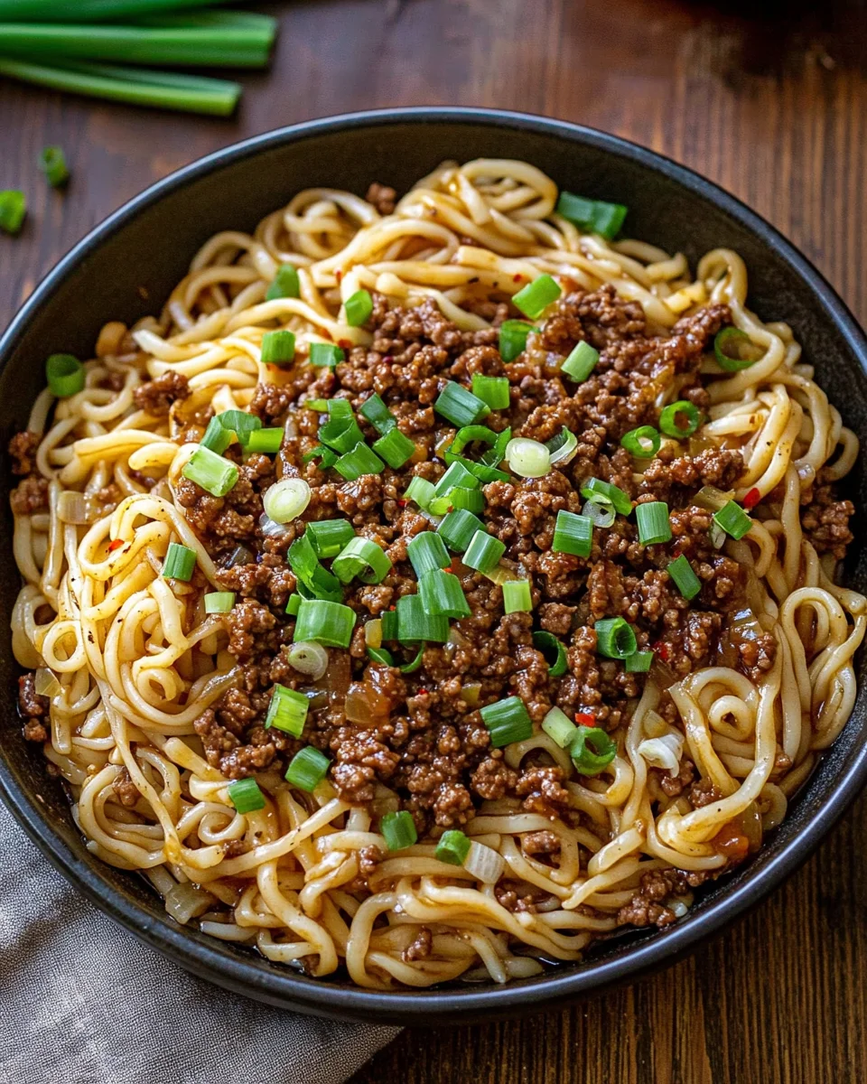 Mongolian Ground Beef Noodles