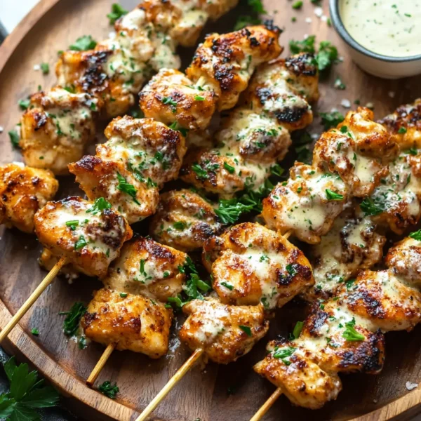 Ranch Garlic Parmesan Chicken Skewers