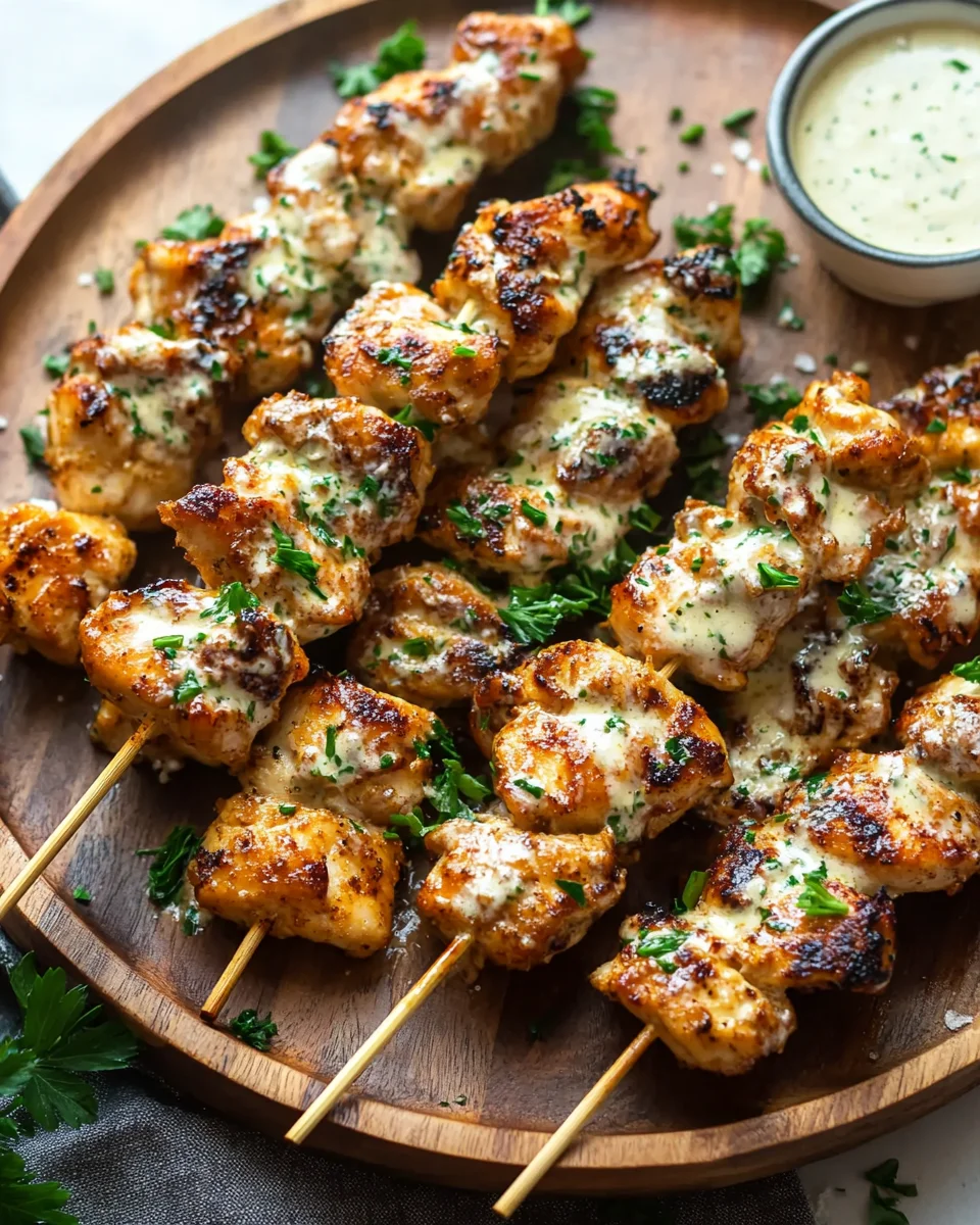 Ranch Garlic Parmesan Chicken Skewers