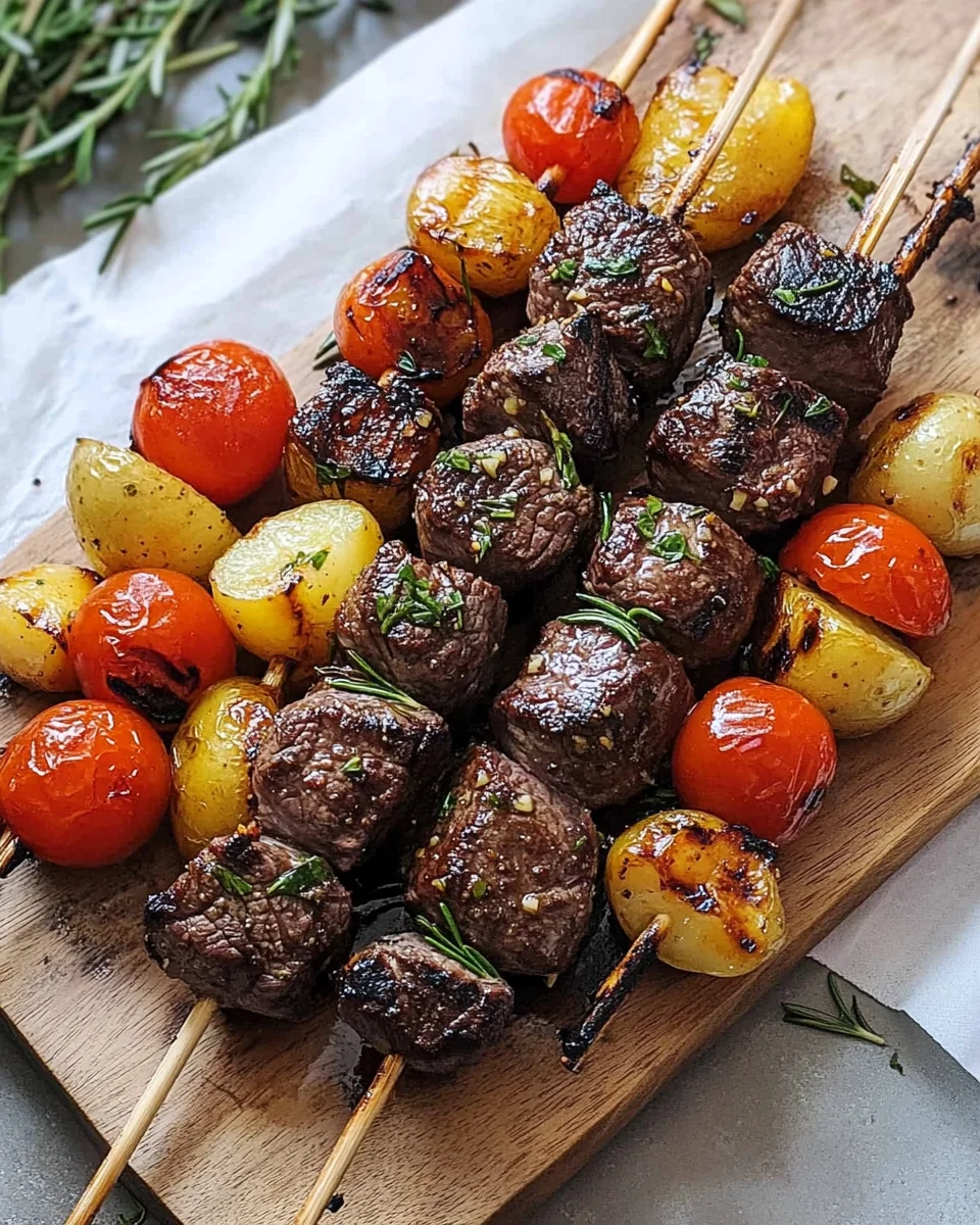 Rosemary Garlic Steak Kebabs