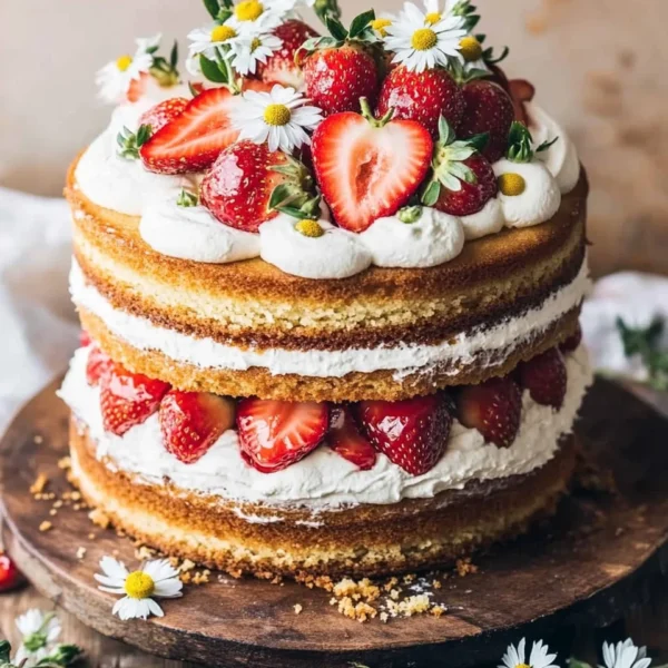 Strawberry Chamomile Naked Cake