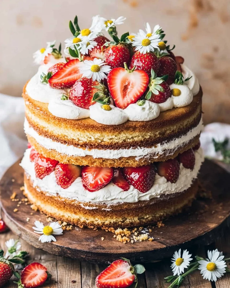 Strawberry Chamomile Naked Cake