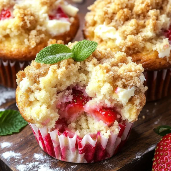 Strawberry Cream Cheese Muffins with Streusel Crumb Topping