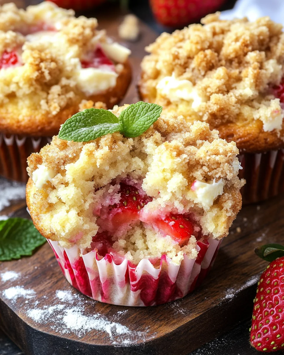 Strawberry Cream Cheese Muffins with Streusel Crumb Topping