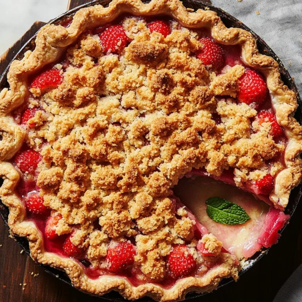Strawberry Rhubarb Pie with Crumb Topping