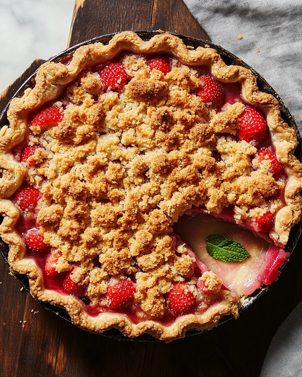 Strawberry Rhubarb Pie with Crumb Topping