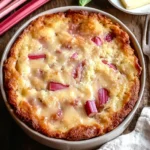 Warm Rhubarb Cake with Butter Sauce