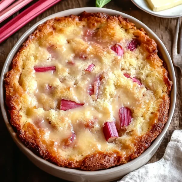 Warm Rhubarb Cake with Butter Sauce