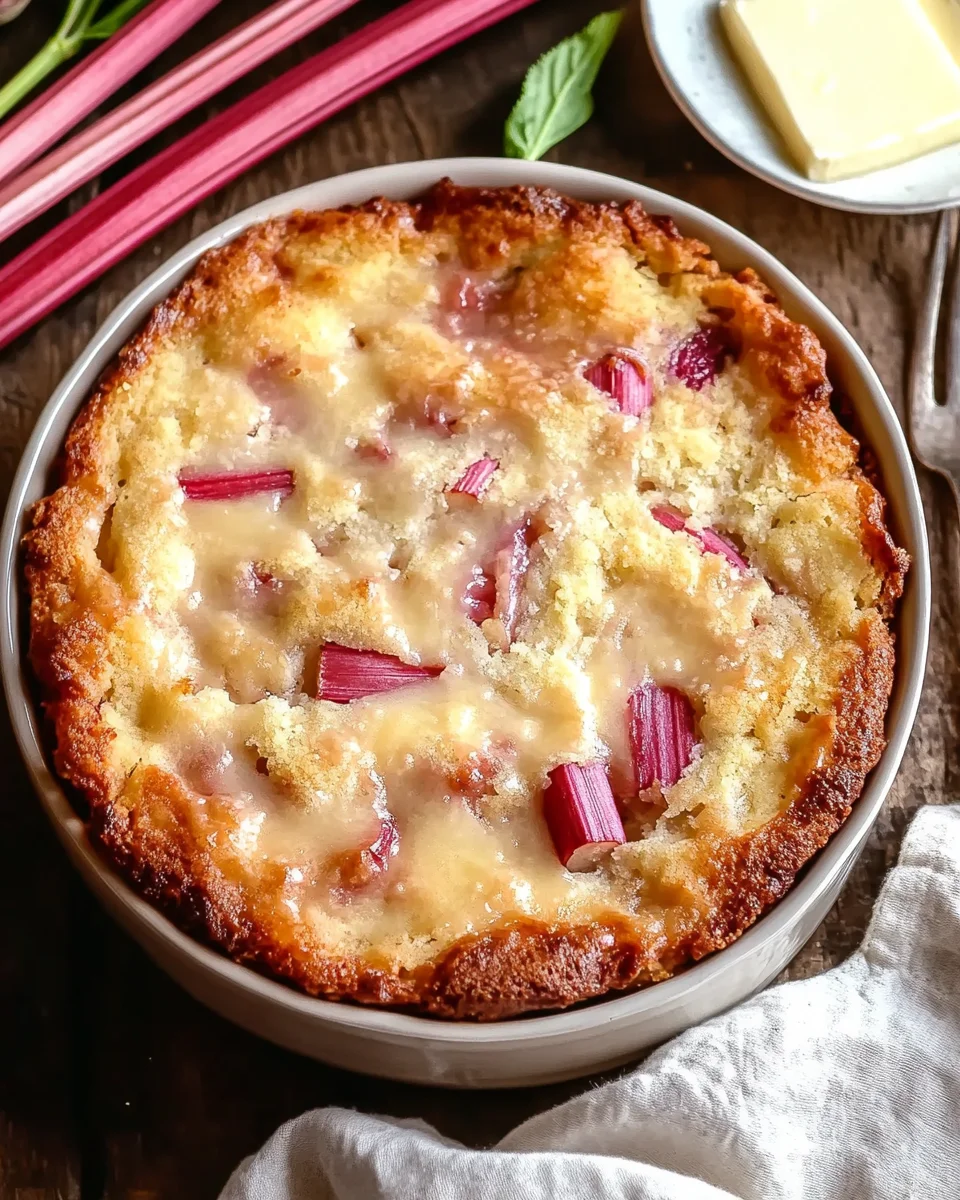 Warm Rhubarb Cake with Butter Sauce
