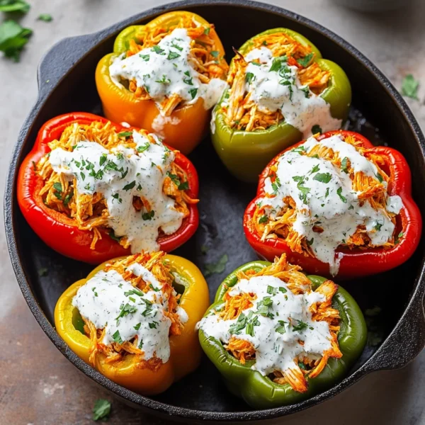 Buffalo Chicken Stuffed Peppers (Dairy-Free & Low Carb)