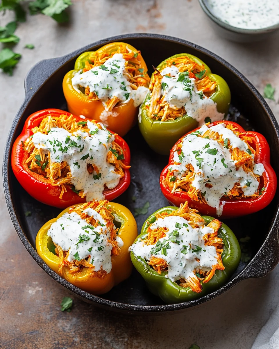 Buffalo Chicken Stuffed Peppers (Dairy-Free & Low Carb)