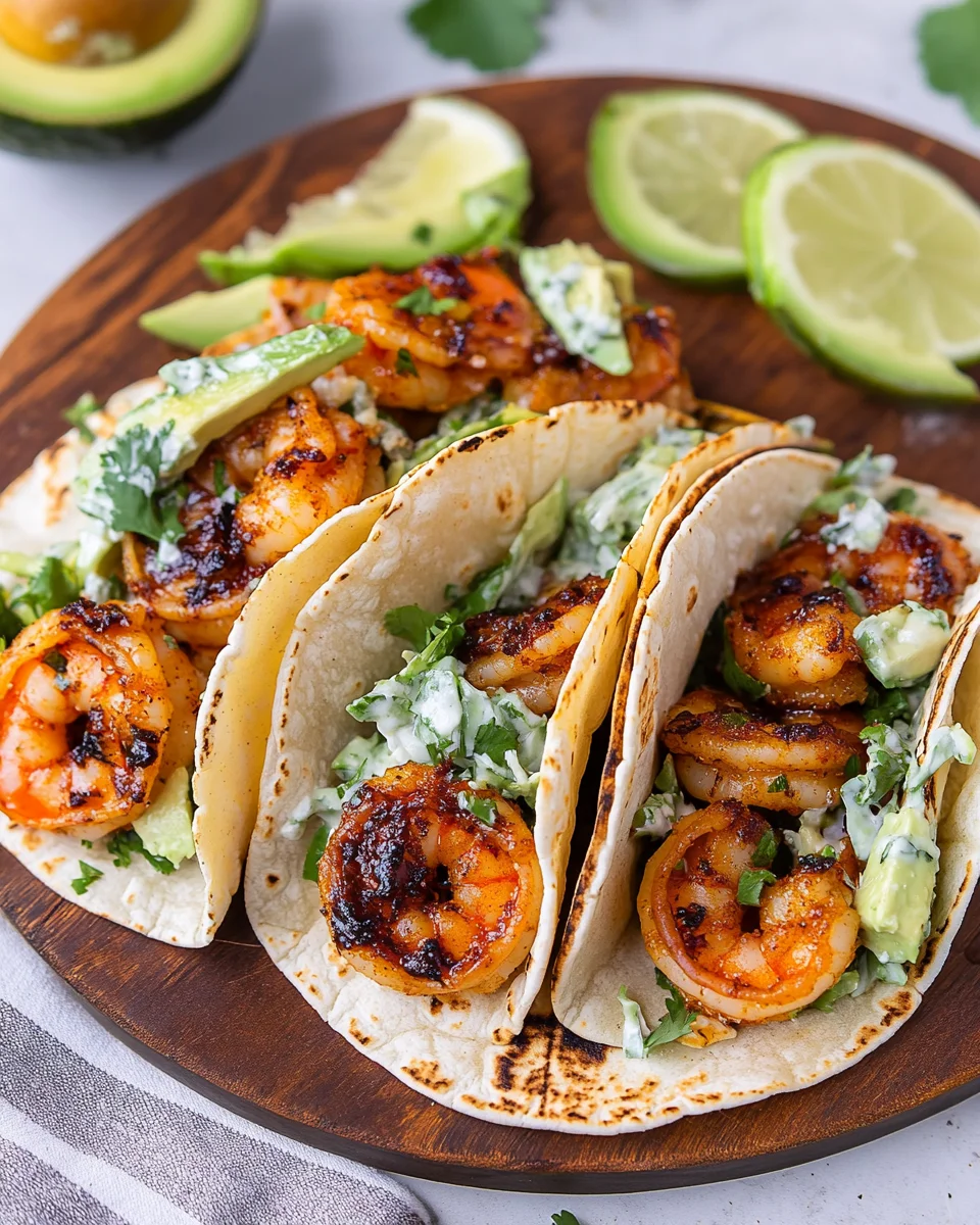 Cilantro Lime Shrimp Tacos with Creamy Slaw