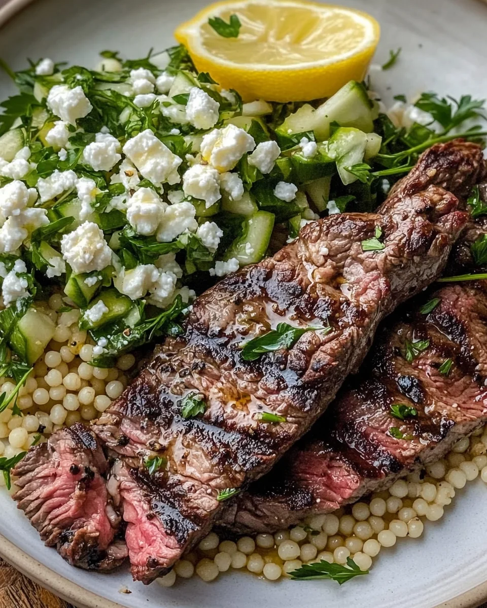 Grilled Skirt Steak with Lemon Herb Couscous Salad 18 Grilled