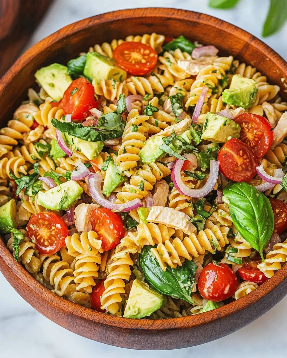 Healthy Chicken Pasta Salad with Avocado, Tomato, and Basil 21 Healthy Chicken Pasta Salad with Avocado, Tomato, and Basil