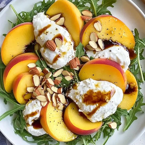 Peach Burrata Salad with Balsamic Drizzle