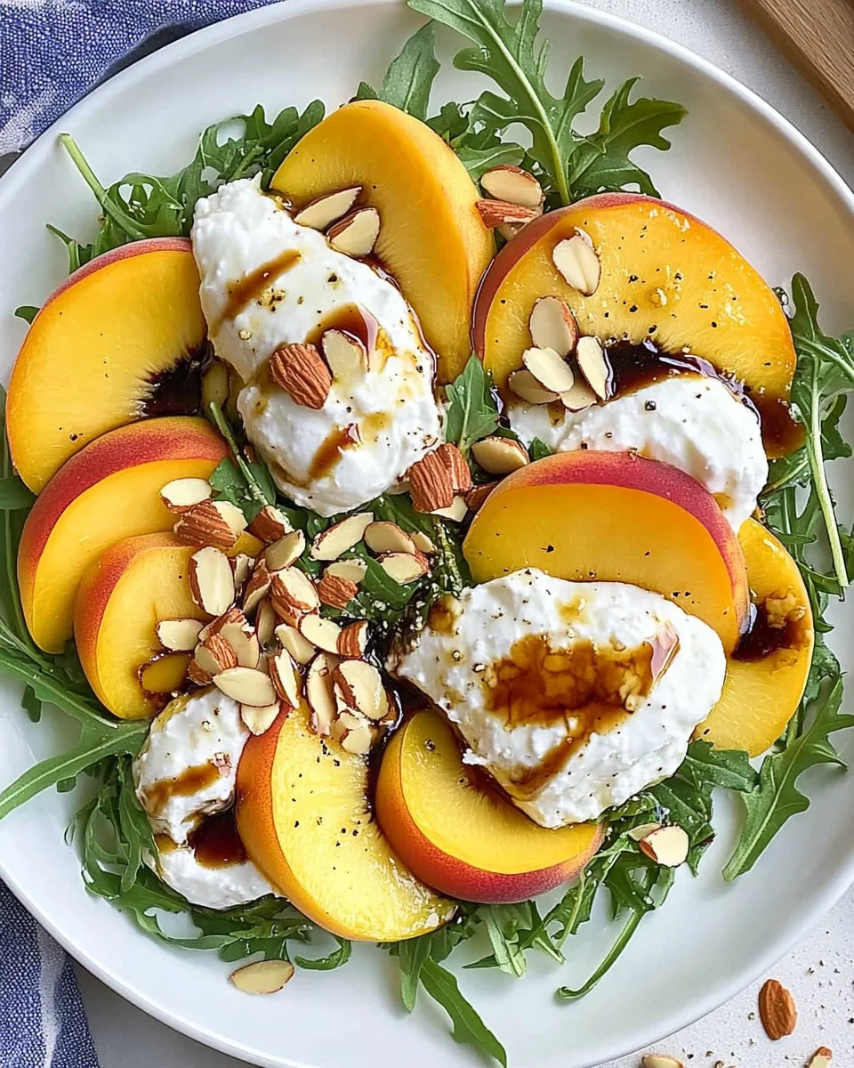 Peach Burrata Salad with Balsamic Drizzle