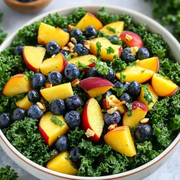 Summer Peach Blueberry Kale Salad