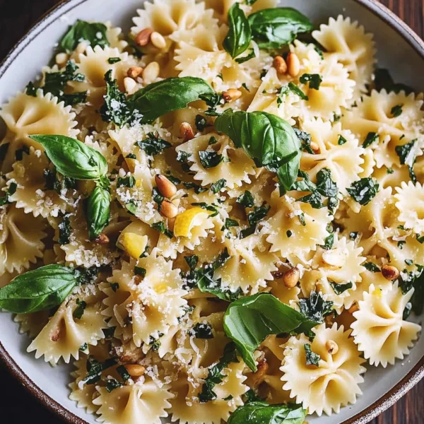 Basil Pasta with Lemon Garlic Butter Sauce
