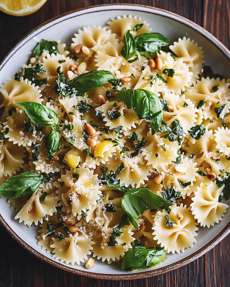 Basil Pasta with Lemon Garlic Butter Sauce