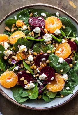 Beet Salad with Spinach and Honey-Mustard Lemon Dressing
