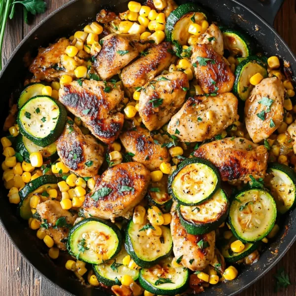 Garlic Butter Chicken with Zucchini and Corn - One-Pan, 30-Minute Meal
