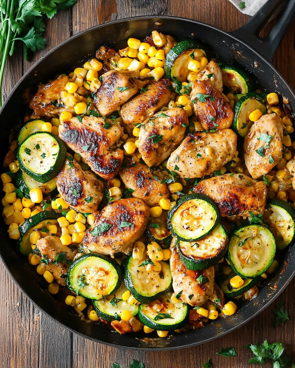 Garlic Butter Chicken with Zucchini and Corn - One-Pan, 30-Minute Meal