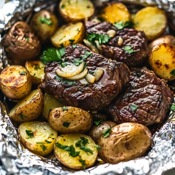 Garlic Butter Steak and Potato Foil Packets
