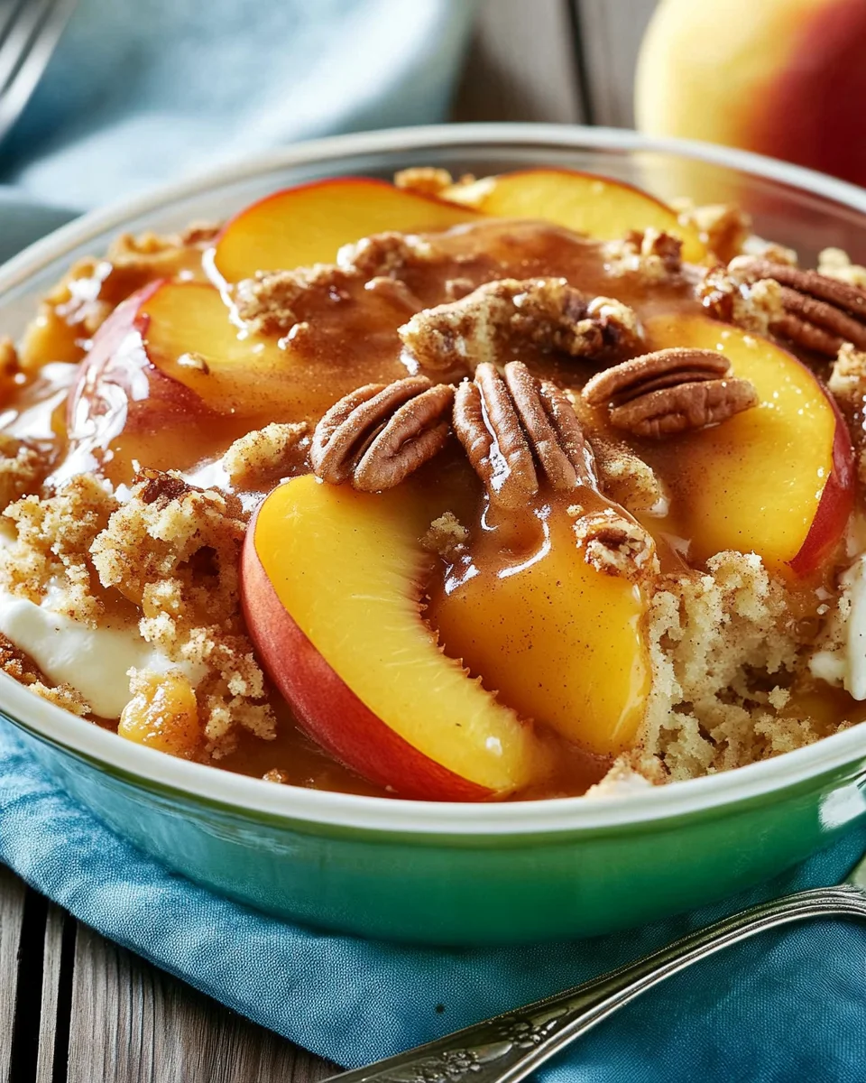 Peach Dump Cake with Pecan Topping 20 Peach