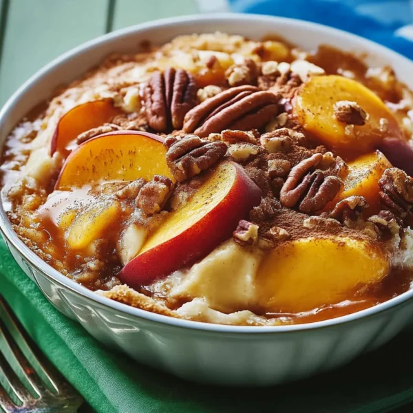 Peach Dump Cake with Pecan Topping