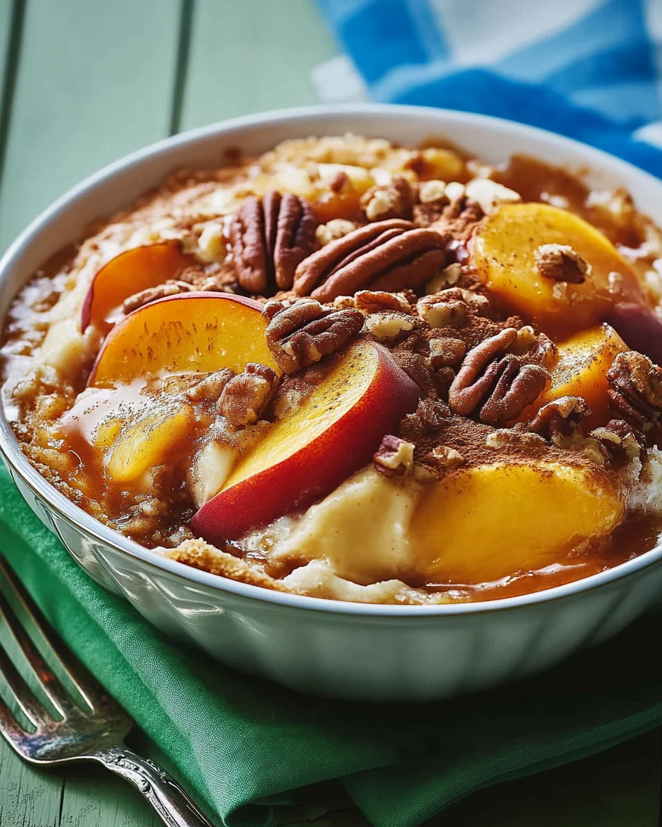 Peach Dump Cake with Pecan Topping 23 Peach Dump Cake with Pecan Topping