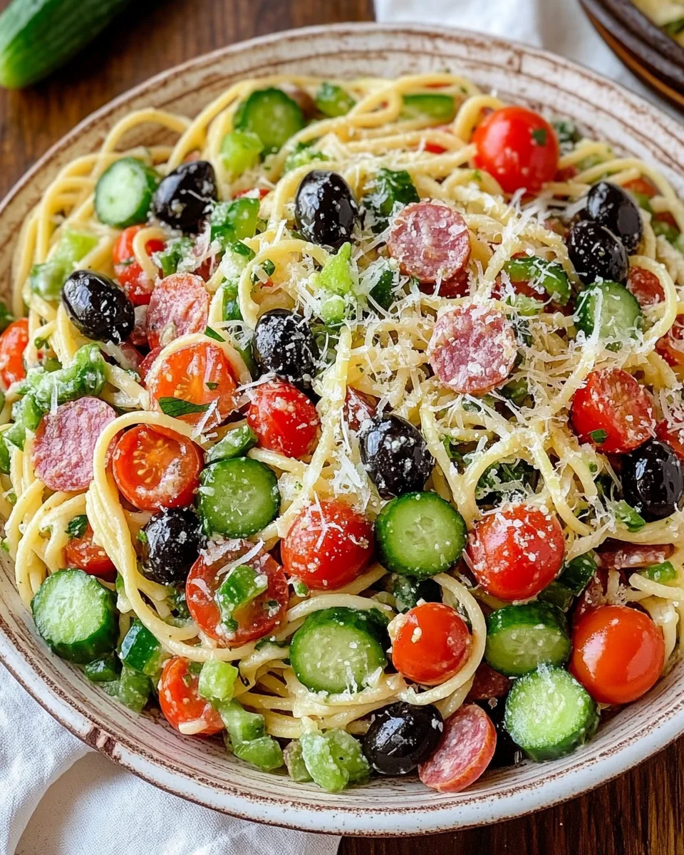 Spaghetti Pasta Salad with Italian Dressing