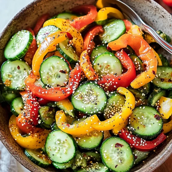 Viral TikTok Cucumber & Bell Pepper Salad