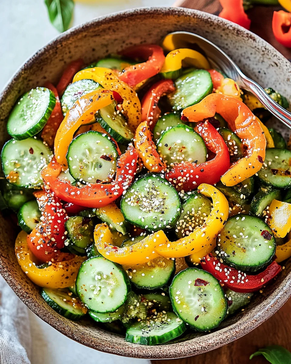 Viral TikTok Cucumber & Bell Pepper Salad