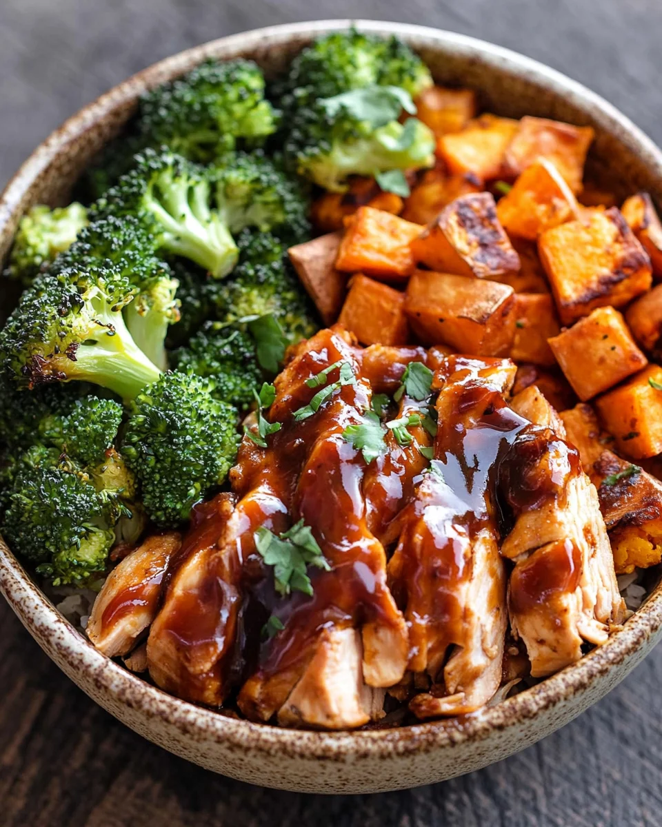 BBQ Chicken & Roasted Sweet Potato Bowls