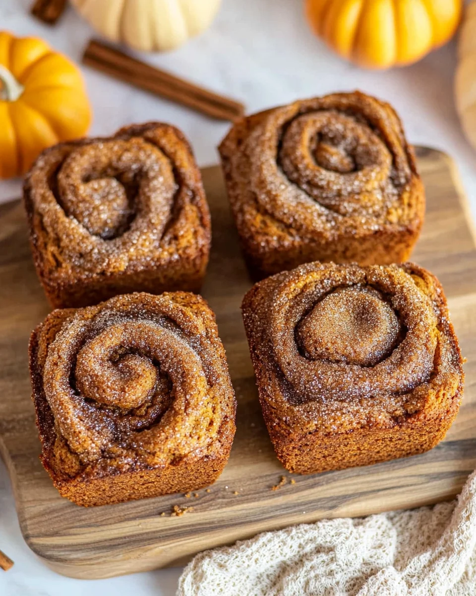 Cinnamon Swirl Pumpkin Bread Mini Loaves