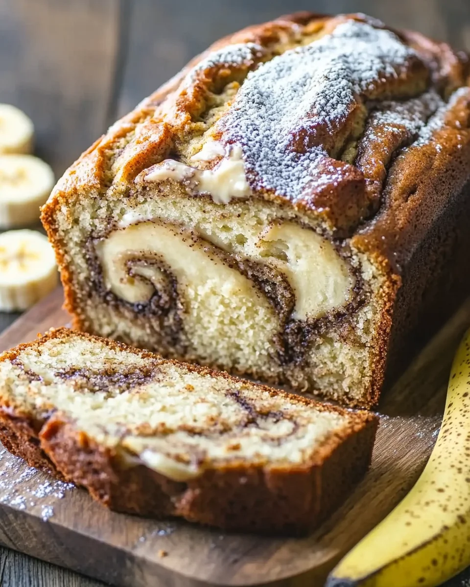 Cream Cheese Cinnamon Swirl Banana Bread
