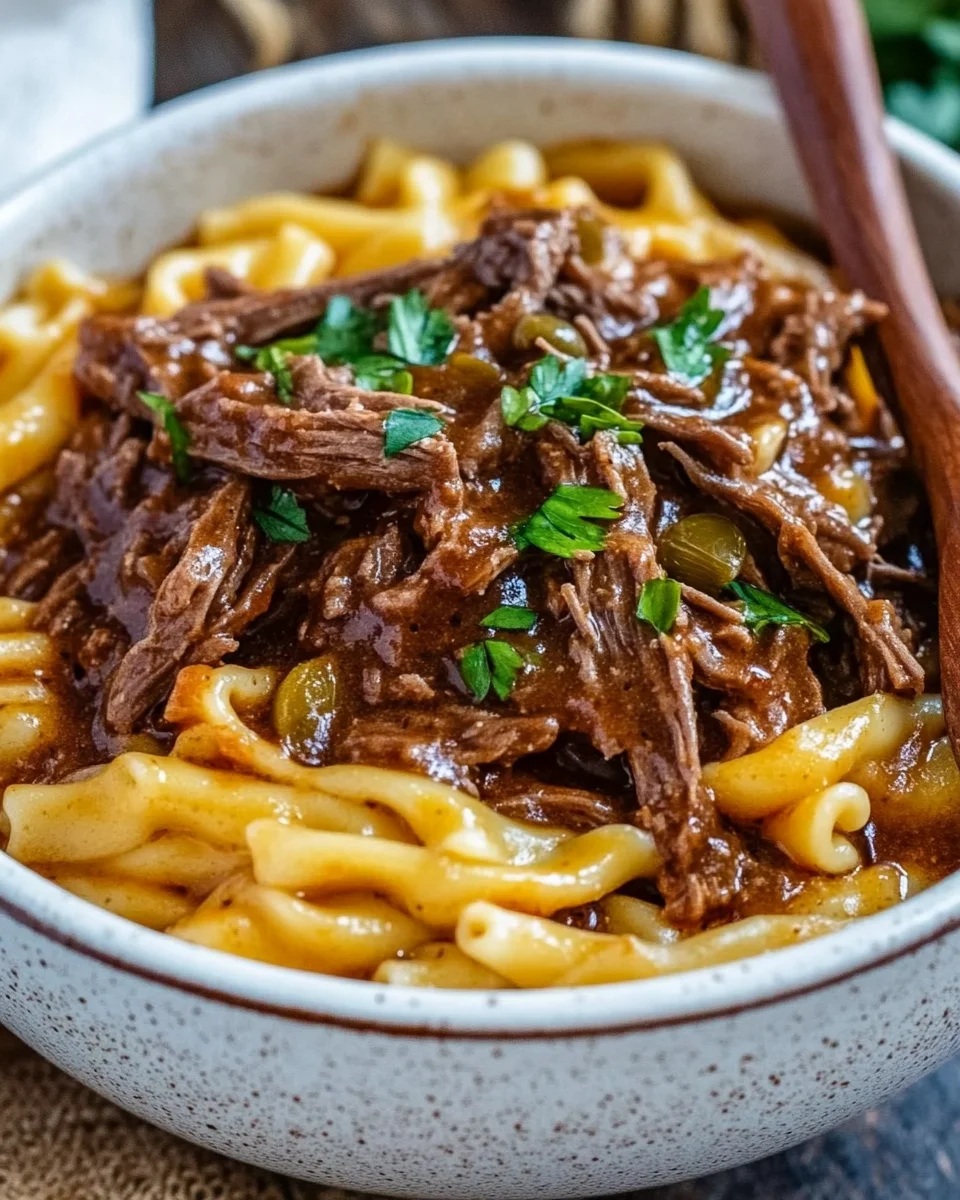 Crock Pot Mississippi Beef Noodles