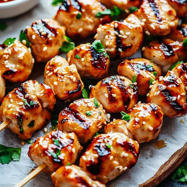 Easy Grilled Asian Chicken Skewers with Honey Garlic Sauce