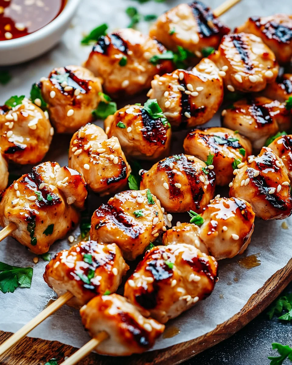 Easy Grilled Asian Chicken Skewers with Honey Garlic Sauce