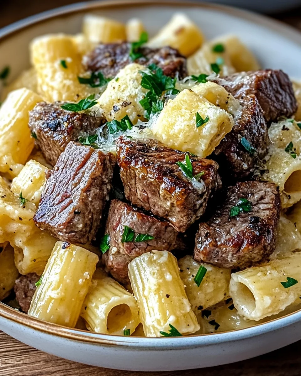 Garlic Butter Steak Tips with Cheesy Rigatoni 20 Garlic