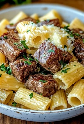 Garlic Butter Steak Tips with Cheesy Rigatoni